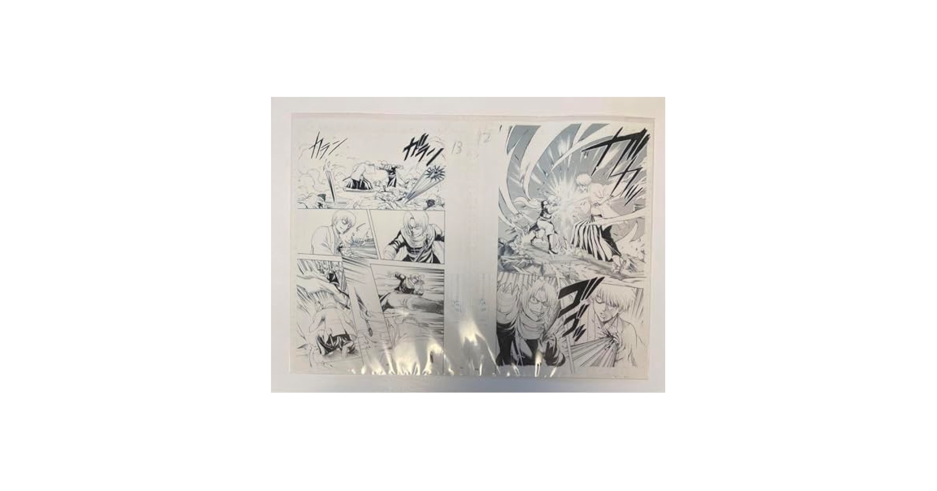 Amazon.co.jp: 銀魂 大銀魂展 複製原画 沖田 VS 神威 銀時 : ホビー